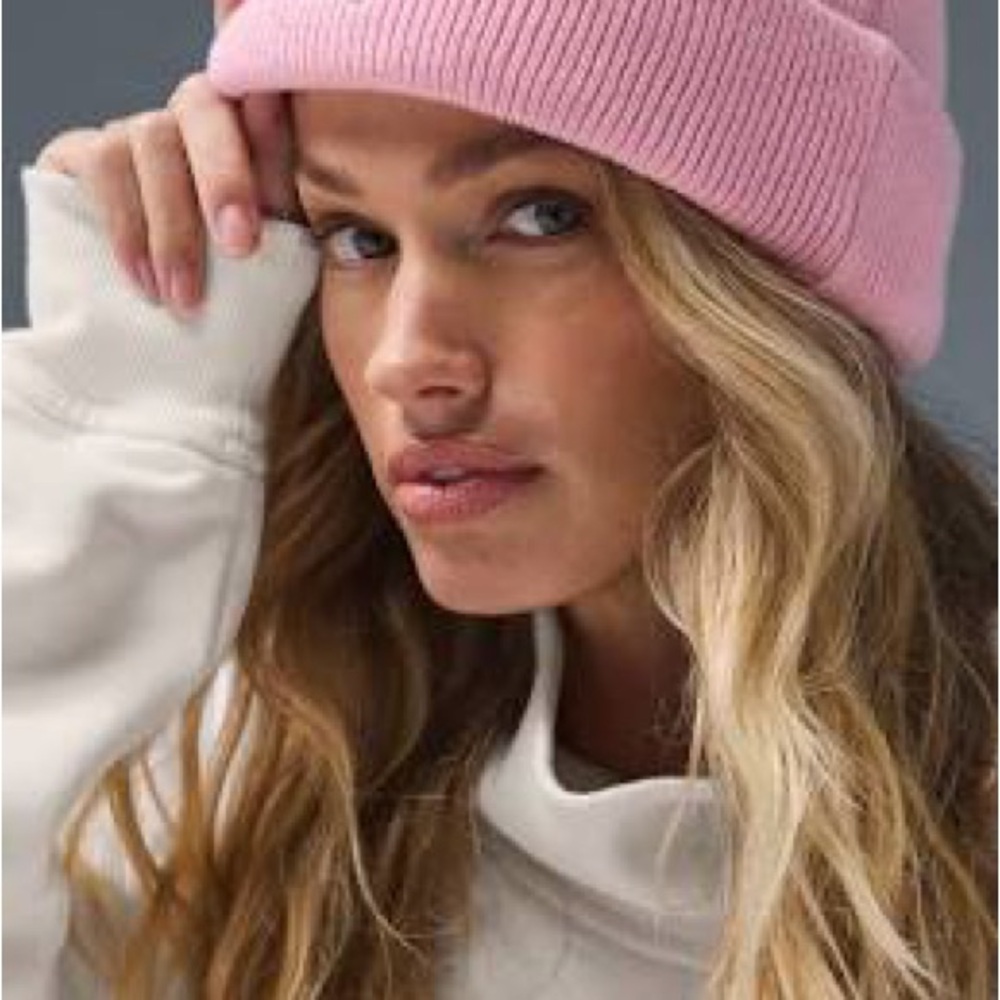 Pink Beanie Knit Winter Hat Handmade Sweater Knit Hat Warm Cozy Womens One Size